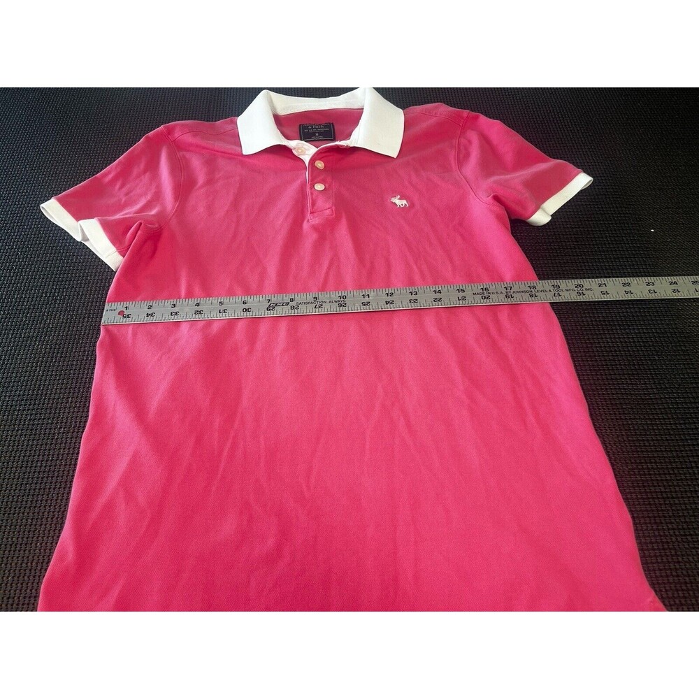 Original Abercrombie And Fitch Large Moose Logo‎ pink White Medium stretch Polo - Picture 4 of 5